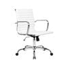 Furb Office Chair Executive Slim Mid Back Silver Frame White Pu Leather