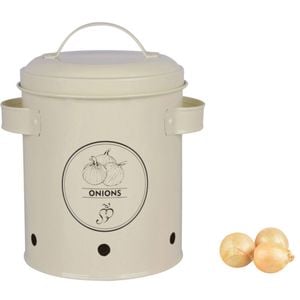 Esschert Design Onion Storage Tin Organiser Food Container 19.6m Cream