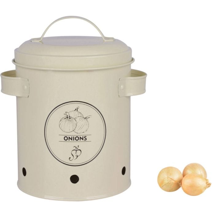 Esschert Design Onion Storage Tin Organiser Food Container 19.6m Cream