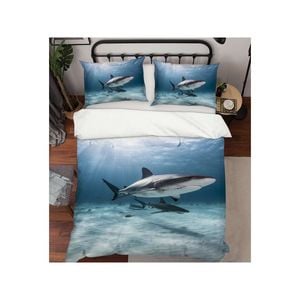 3D Ocean Shark 67 Bed Pillowcases Quilt King Single Size