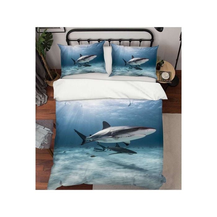 3D Ocean Shark 67 Bed Pillowcases Quilt King Single Size
