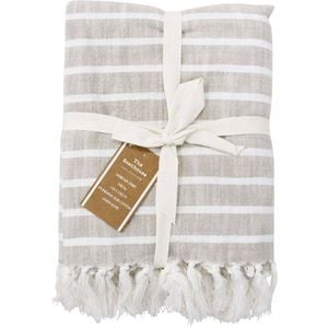 LVD Stonewashed Cotton Harbour Stripe Throw Blanket 120x150cm Dune