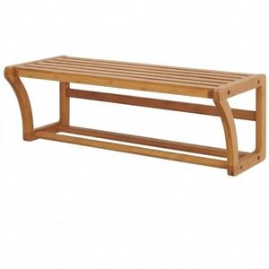 P&p Natural Bamboo Wall Shelf Towel Holder Rack Bathroom Storage Organizer Mount Unit