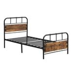 IHOMDEC Single Kid’s Bed Metal Tube Frame Base Black&Rust Dark Brown
