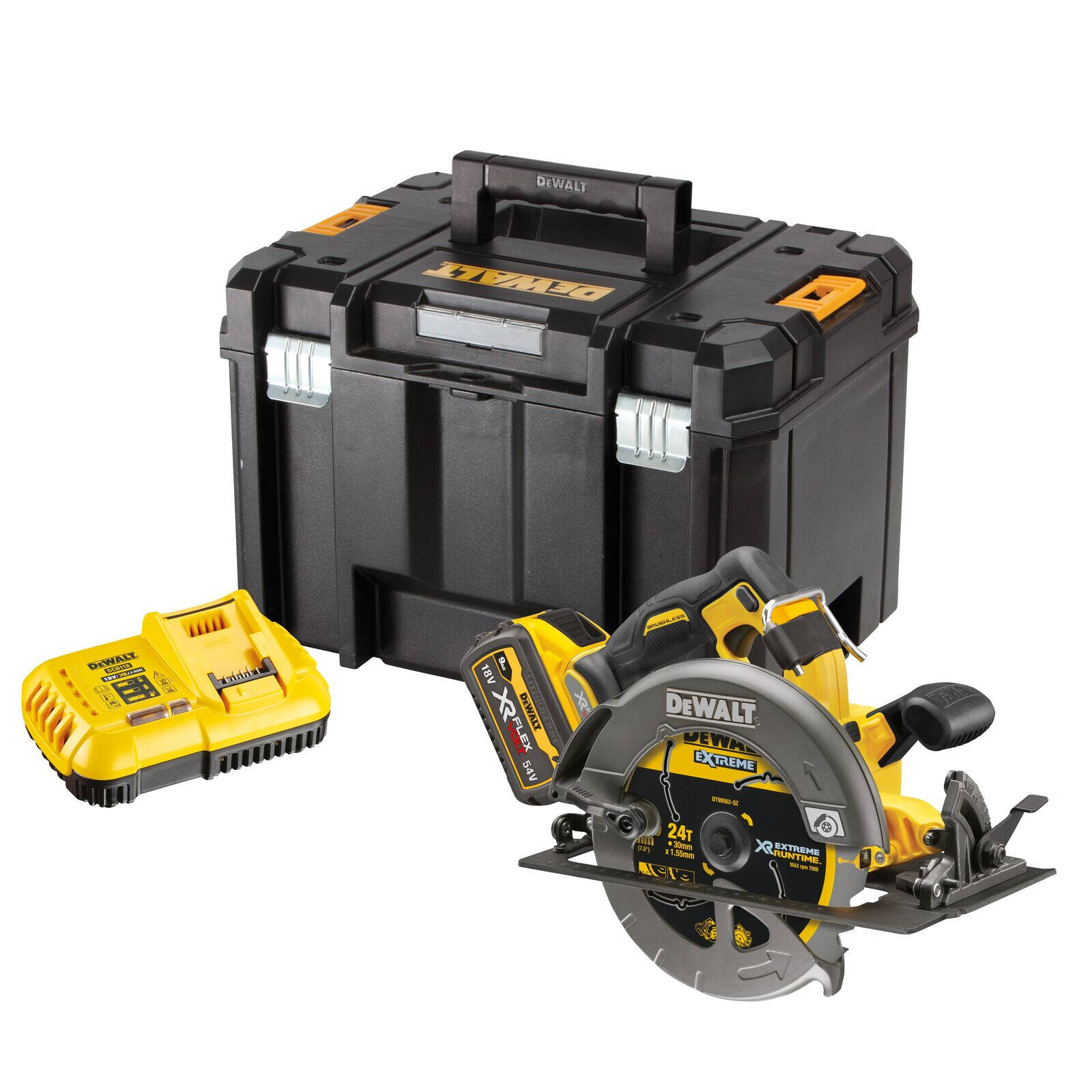 DeWALT 54V FlexVolt XR Li Ion Cordless Brushless 184mm 7 Circular Saw 9.0Ah Kit DCS578X1 XE Bunnings Australia