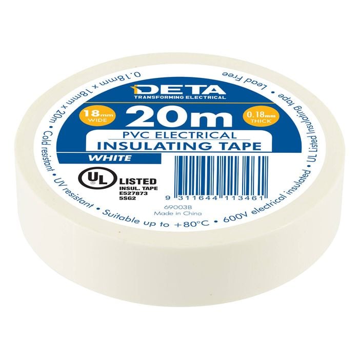 DETA 20m 18mm White Insulation PVC Tape