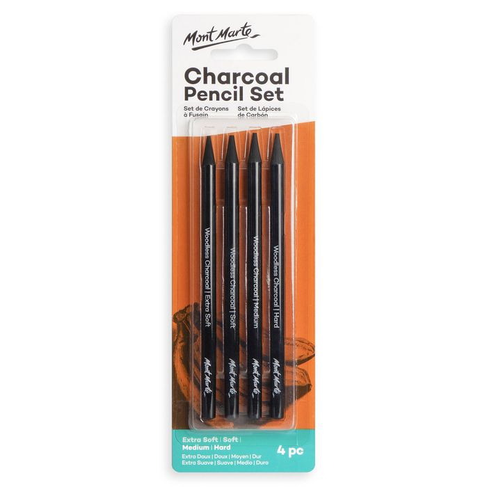 Mont Marte 4 Piece Woodless Charcoal Pencil Set