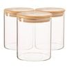 Argon Tableware Scandi Glass Storage Jars with Wooden Lids - 750ml - Pack of 3