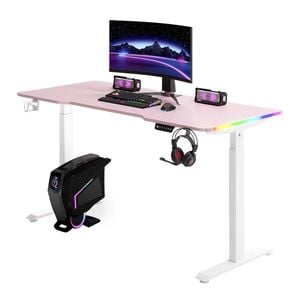 Nordhavn Pink Electric Computer Gaming Desk | Dual Motor | Computer Office Table