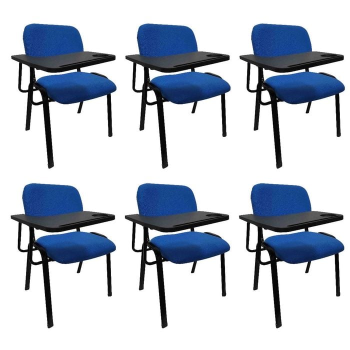 NNECN Lecture Chair with Table Top for Classroom Lecture Training Conference (Set of 6-Blue)