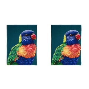 2PK Ashdene Cotton 70x50cm Modern Birds Rainbow Lorikeet Kitchen Towel