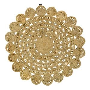 Handwoven Floral Jute Rug - 1038 - Natural - 120x120
