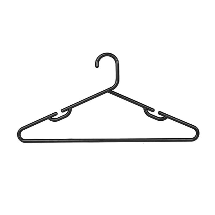 Practa Black Heavy Duty Plastic Tube Clothes Hangers - 15 Pack
