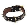 CottonMore Top Quality Handmade Genuine Leather Pet Dog Collar Spiked Black - Medium