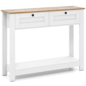Costway Farmhouse Console Table 2-Drawer Storage Shelf Behind Couch Table