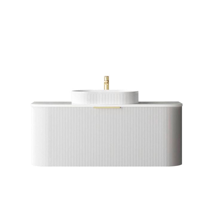 Attica Bentwood 1200mm Matte White Fluted Vanity With Pure White Stone Top