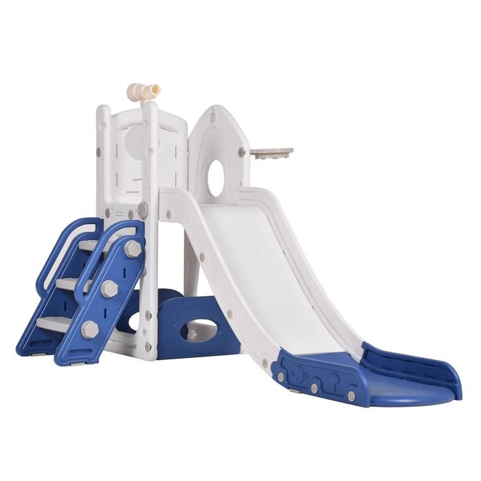 6 in 1 Toddler Slide Indoor Baby Slide Kids Playset Outdoor Playground Blue