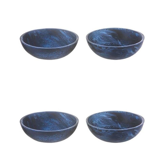 2x 2pc Tempa Bennett Marble Finish Resin Serving Bowl Set 10cm Blue