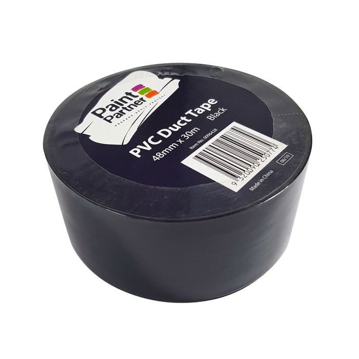 Paint Partner 48mm x 30m Black PVC Duct Tape - Black