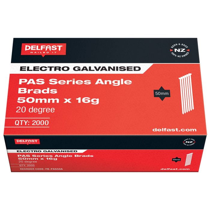 Delfast 50mm 16 Gauge Electro Galvanised Angle Brad - 2000 Pack