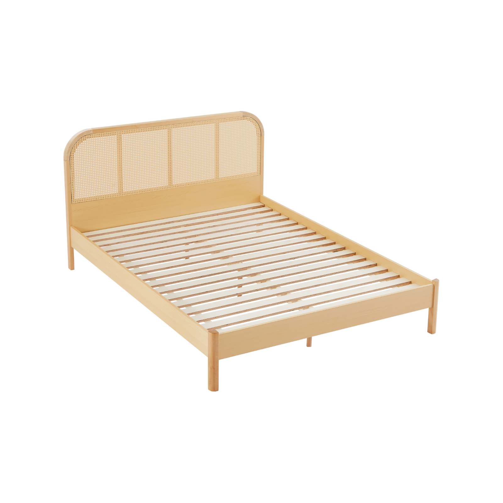 Lulu Bed Frame with Curved Rattan Bedhead Bunnings Australia