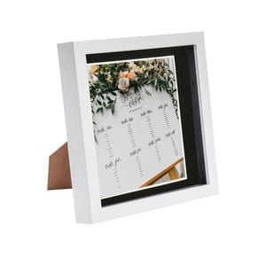 Nicola Spring 8 x 8 3D Shadow Box Photo Frame - Craft Display Picture Frame with 6 x 6 Mount - Glass Aperture - White