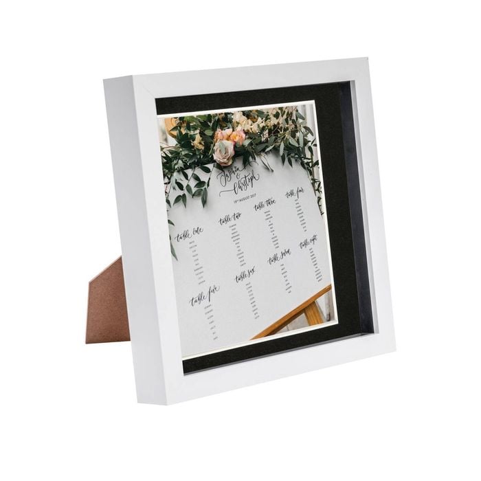 Nicola Spring 8 x 8 3D Shadow Box Photo Frame - Craft Display Picture Frame with 6 x 6 Mount - Glass Aperture - White