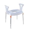 King Over Toilet Aid with Armrests, White with Blue Cushions
