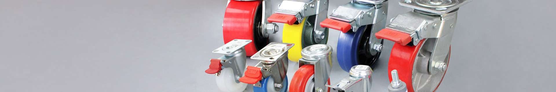 An array of Richmond Wheel & Caster Co. wheels in different sizes and colours