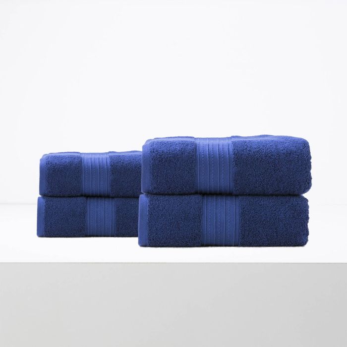 4pc Renee Taylor Brentwood Toilet/Bath Towel Sheet Low Twist Cotton 650GSM Royal