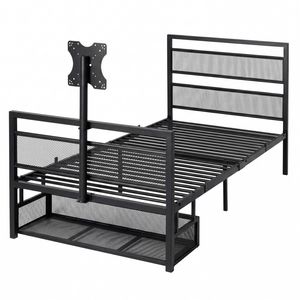 Levede Gaming Bed Frame Rotating TV Mount Storage Metal Single Bed 32in Bedroom