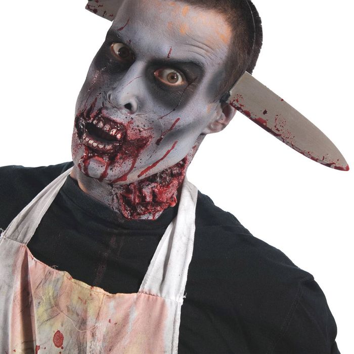 Rubies Zombie Kitchen Knife Through Head Accessory Headband Plastic - Silver