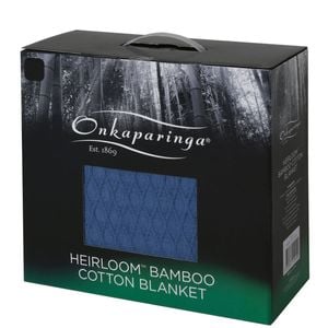 Onkaparinga Heirloom Bamboo Cotton Blanket QB/KB Blue