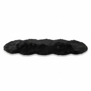 Soft Faux Sheepskin Fur Rug for Bedroom and Living Room - 2 x 5 Ft, Black