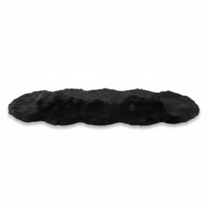 Soft Faux Sheepskin Fur Rug for Bedroom and Living Room - 2 x 5 Ft, Black