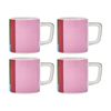 4pk La Cafetiere Ceramic Espresso Cup Utopian Lines Drinking Coffee Mug Pink/red