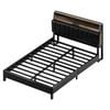 Artiss Queen Bed Frame LED Storage Headboard with Charging Station Black