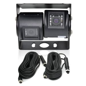 Elinz Dual Twin Joint Bracket CCD Reversing Camera MIC 600 TVL 2x 4PIN 10M Cable 12V/24V Car Truck