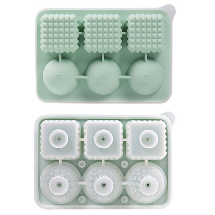 Catzon Silicone Ice Cube Tray with Lid 2 Shapes for Whiskey-Green