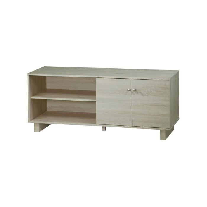 Maestro Furniture Alicia Compact Lowline 2 Doors Entertainment Unit TV Stand - White Oak