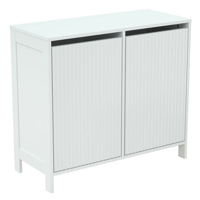 Flexi Storage Living White Corrugated 2 Door Laundry Clothes Hamper