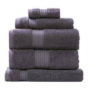 5pc Renee Taylor Bath/Hand Towel Set Brentwood 650 GSM Low Twist Cotton Carbon