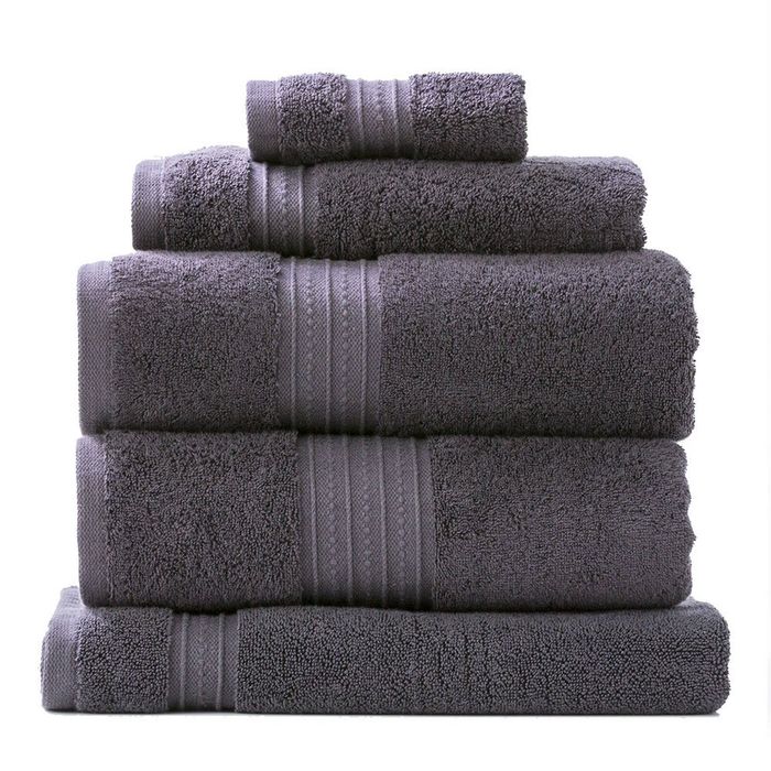 5pc Renee Taylor Bath/Hand Towel Set Brentwood 650 GSM Low Twist Cotton Carbon