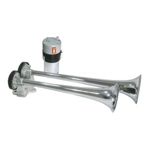 Roadmaster - Chrome Metal 12V Master Blaster Alternating Twin Trumpet Air Horn - VERY LOUD