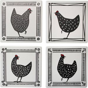 4pc LVD Ceramic Coasters Home/Dining Table Protector Square 9x9cm Cluckers