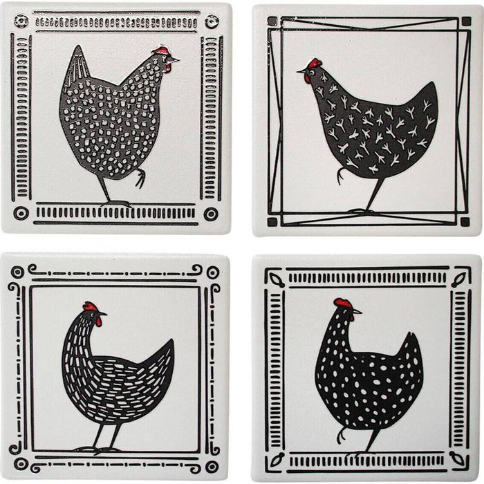 4pc LVD Ceramic Coasters Home/Dining Table Protector Square 9x9cm Cluckers