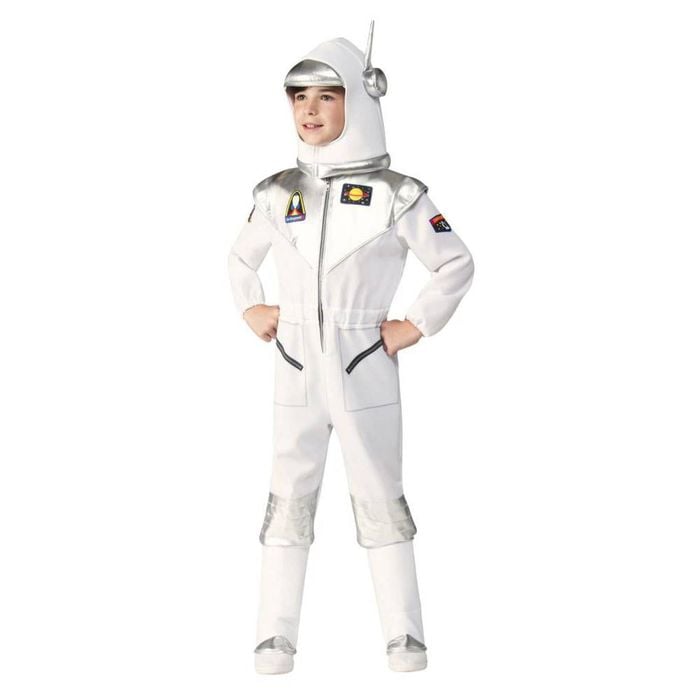 Astronaut Halloween Costume for Kids Space Suit with Helmet Patches Zip Front Jumpsuit, 6-8 YRS