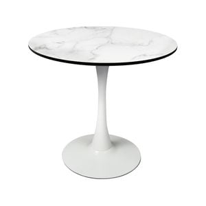 Levede Marble Round Dining Table 80CM White