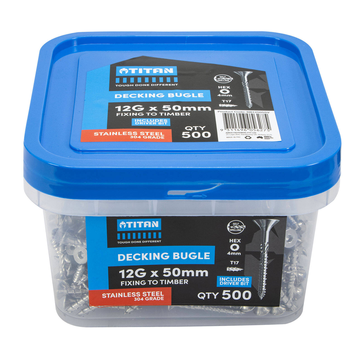 Titan 12G x 50mm Decking Bugle 304 Stainless Steel - Pack of 500 ...