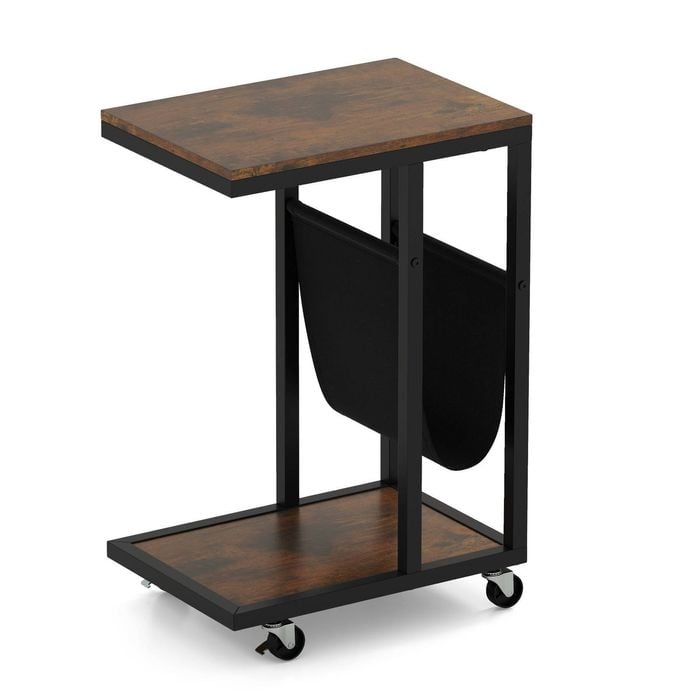Costway C-shaped Sofa Side Table 3-tier Mobile Laptop Desk